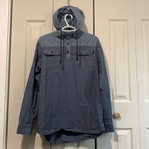 RDS hooded 1/4 button up, medium.